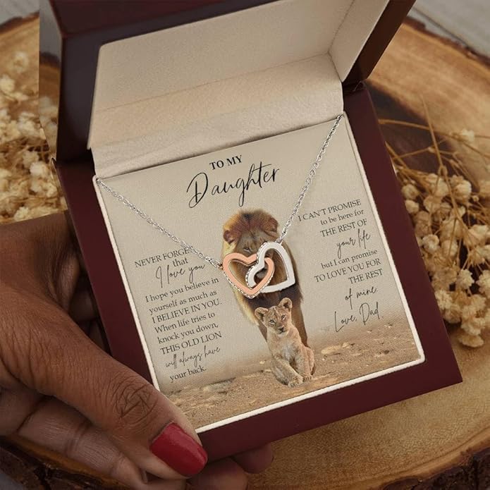 VIRAGIL To My Daughter Gift Necklace From Dad or Mom - Badass Daughter Jewelry With Heartfelt Message & Elegant Box