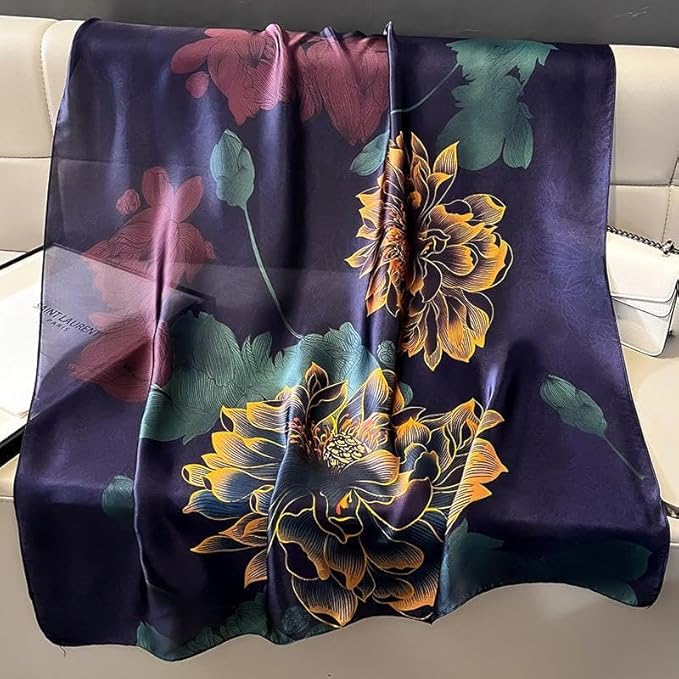 YOUR SMILE Large Mulberry Silk Feeling Long Stain Scarf Lightweight Sunscreen Shawls Wraps for Women