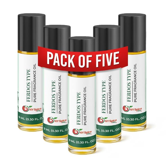 NY Spice Shop Ferdos Type Musk Fragrance – Pack of 5 Musk Fragrance Blend & Soft Floral Scent – Oil Based Perfume with Enduring Aroma Tone – Arabic Musky Perfume Oil for Personal Scent Collection
