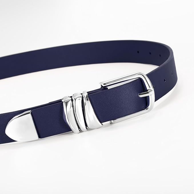 VONMELLI Women's Belt for Jeans Dress Leather Belt for Women Fashion Waist Ladies Belt with Silver Buckle