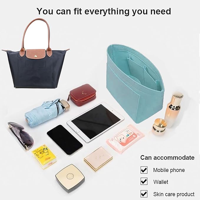 Lckaey bag Organizer Insert for Longchamp Le Pliage Neo(Large) Handbags Insert Organizer 1012hu blue-L