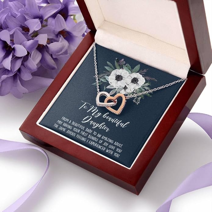VIRAGIL To My Daughter Gift Necklace From Dad or Mom - Badass Daughter Jewelry With Heartfelt Message & Elegant Box
