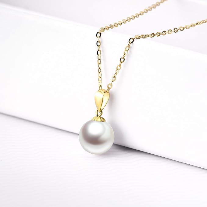 Real 14k Gold Pearl Necklaces and 18k Gold Pearl Earrings Set for Women, Fine Jewelry Gifts for Her,