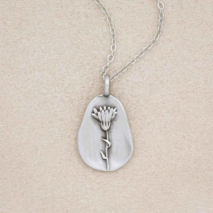 LISA LEONARD DESIGNS Pewter Birth Flower Pendant Necklace Minimalist Jewelry Necklaces For Women Gift For Her Dainty Necklaces
