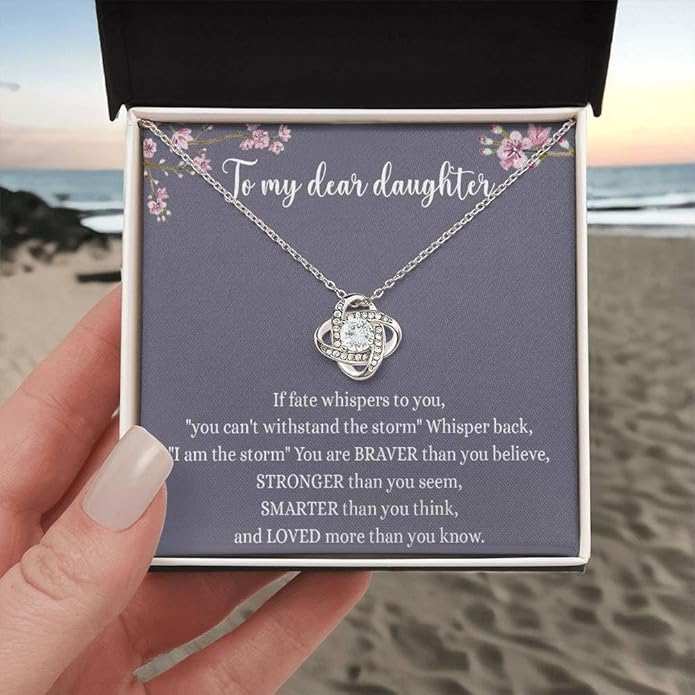 VIRAGIL To My Daughter Gift Necklace From Dad or Mom - Badass Daughter Jewelry With Heartfelt Message & Elegant Box