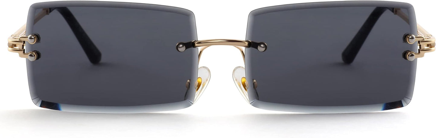 Kursan Frameless Rectangle Sunglasses for Men Women Small Rimless Sun Glasses Shades UV400 Protection