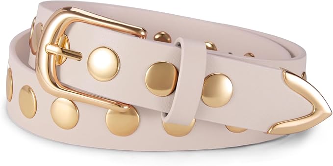 VATAN Women Leather Belt for Jeans Dresses Pants Fashion Ladies Casual Waist Belt with Gold Buckle