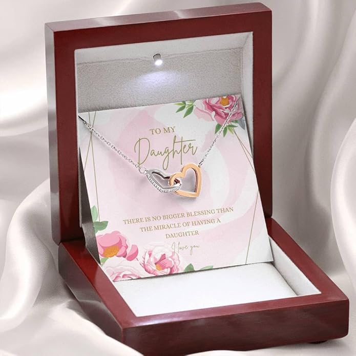 VIRAGIL To My Daughter Gift Necklace From Dad or Mom - Badass Daughter Jewelry With Heartfelt Message & Elegant Box