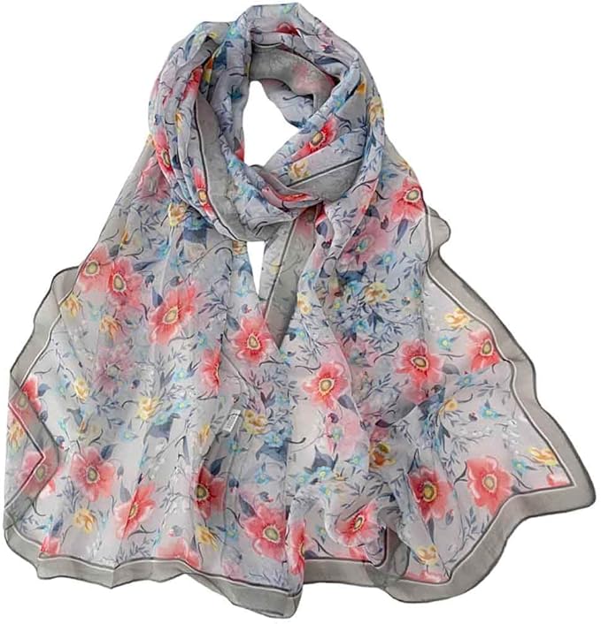 Pokeedioty Scarfs for Women Lightweight Fashion Scarves Elegant Floral Pattern Sheer Scarfs Sunscreen Shawls Wraps