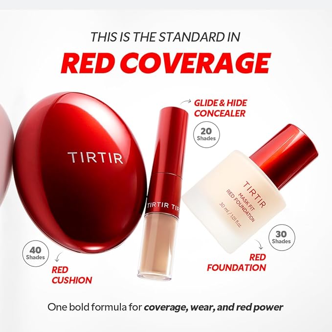 TIRTIR Mask Fit Red FoundationㅣLong Lasting Flawless Coverage, Energy Essence, Lightweight, Hydrating, Pore-Blurring, Breathable Satin Finish, Makeup, Radiant Skin, #27N Camel, 1.01 Fl Oz