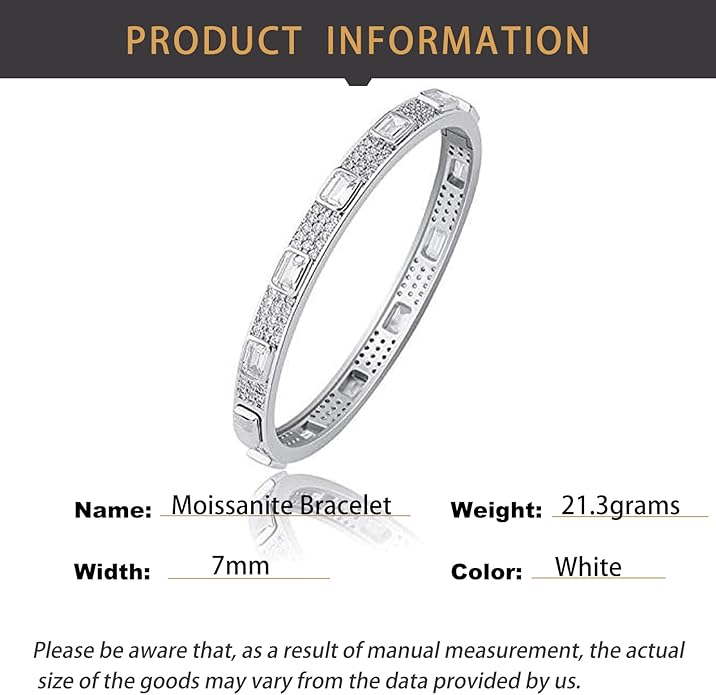 14K Gold Over S925 7mm Densely Set Emerald Cut Mossanite Jewelry, Hip-Hop Style Bracelet, Unparalleled Brilliance for Every Occasion