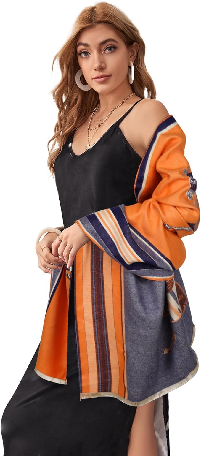 EXTREE Scarfs for Women Pashmina Silky Shawl Wrap for Evening Dressing Blanket Open Front Poncho Cape