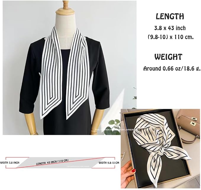Livrerpi Silk Feeling Head Scarf Fashion Satin Hair Scarf Square Long Scarves for Women Gifts