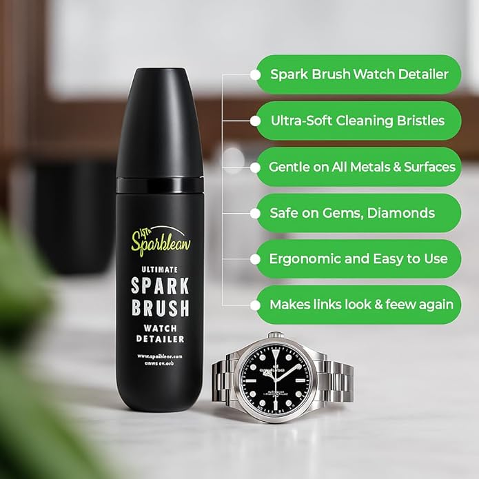 Sparkbrush Premium Watch Cleaner Kit - Ultimate Watch Cleaning Brush with Ultra-Fine Bristles - Watch Polishing Kit for All Metals - Premium Watch Cleaning Kit to Remove Dirt & Grime on Watches