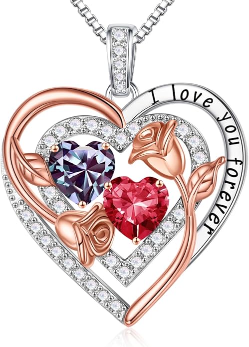 Iefil Mothers Day Gifts for Wife - Sterling Silver Birthstone Necklace Birthday Gifts for Her Wife