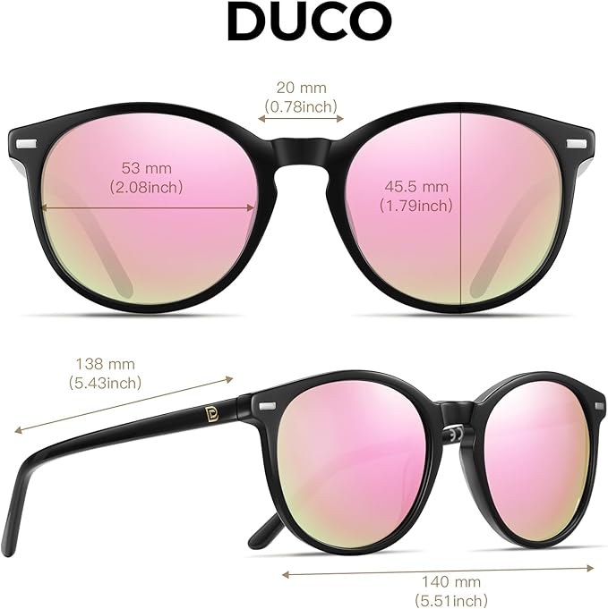 DUCO Polarized Sunglasses for Women Retro Round Women's Sunglasses Classic Vintage UV400 Shades DC1230