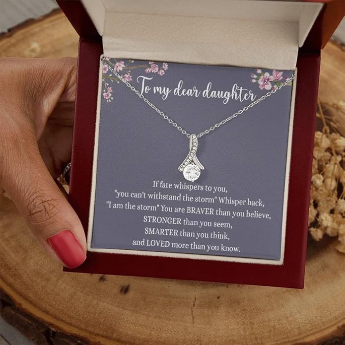 VIRAGIL To My Daughter Gift Necklace From Dad or Mom - Badass Daughter Jewelry With Heartfelt Message & Elegant Box