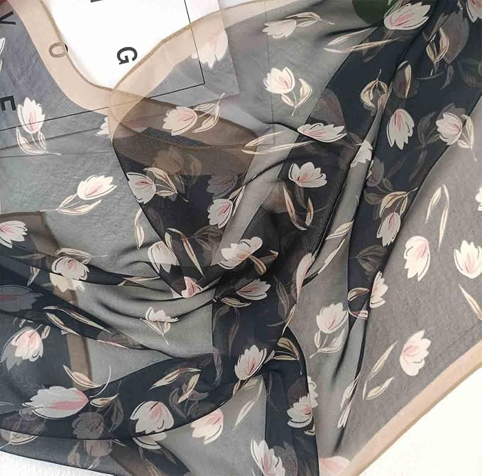 Pokeedioty Scarfs for Women Lightweight Scarves Elegant Floral Pattern Sheer Scarfs Shawls Wraps