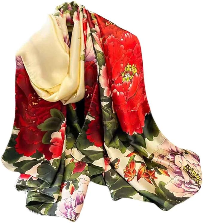 Pokeedioty Women’s Scarf Lightweight Elegant Floral Pattern Scarf Fashion Scarves Sheer Scarfs Shawls