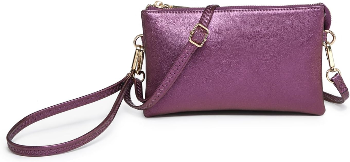 JEN & CO. Riley Small Crossbody Bags for Women Vegan Leather Wristlet Clutch Wallet Purses Handbags with 2 Straps