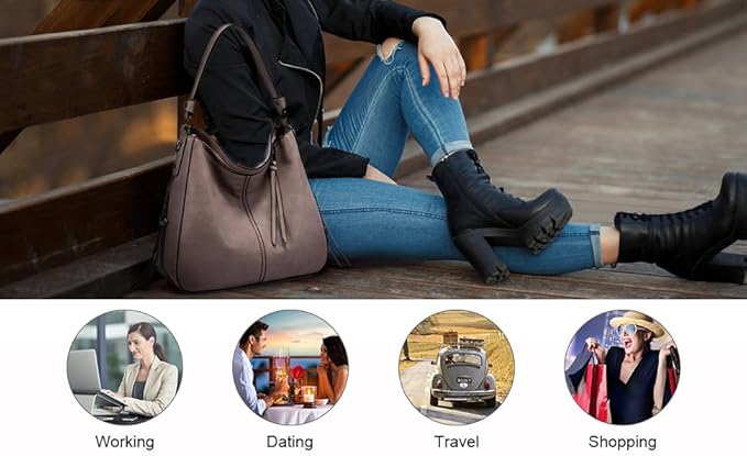 Realer Hobo Crossbody Bags for Women Designer Faux Leather Hobo Handbags Retro Large Size Shoulder Bag Bucket Purse