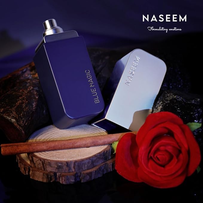 NASEEM Blue Magic Men’s Perfume – 80ml Alcohol-Free, Long-Lasting Fougere Fragrance with Pineapple, Nutmeg, Rose & Vetiver – Bold & Masculine Scent