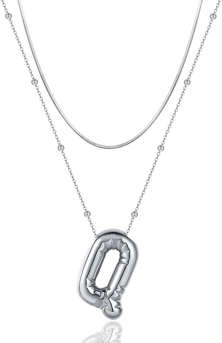 LUCA SMITH Initial Necklaces for Women, Dainty Balloon Bubble Letter, Name Letter Alphabet Pendant Layered Choker Chain Jewelry Gift