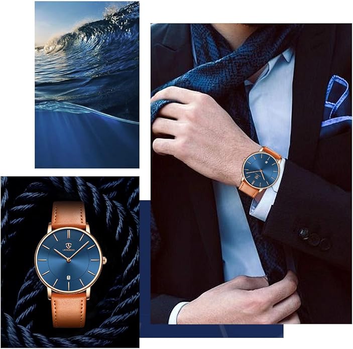 BEN NEVIS Watch, Mens Watch, Minimalist Fashion Simple Wrist Watch Analog Date with Leather Strap