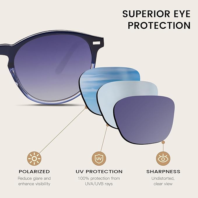 DUCO Polarized Sunglasses for Women Retro Round Women's Sunglasses Classic Vintage UV400 Shades DC1230