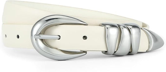 Skinny Leather Waist Belt - Gold Buckle Dress Belt for Women's Jeans & Dresses