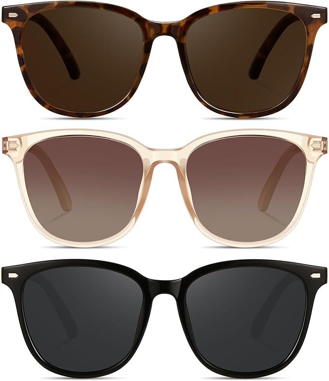 Retro Polarized Sunglasses for Women Men Big Frame Vintage Style Trendy Shade UV400 Protection Lens Sun Glasses