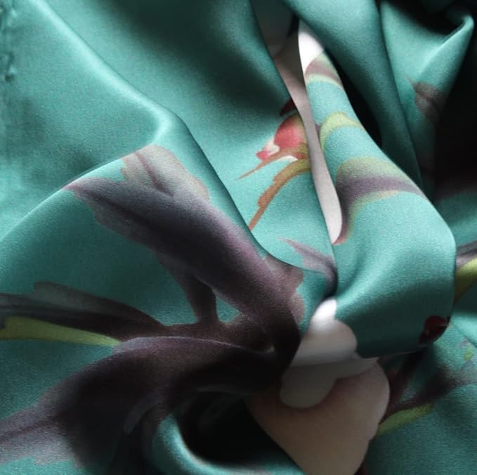 100% Mulberry Silk Scarfs for Women Floral Print Satin Long Scarf for Headscarf Hair Wraps Shawl with Gift Packed