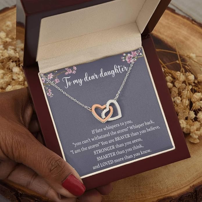 VIRAGIL To My Daughter Gift Necklace From Dad or Mom - Badass Daughter Jewelry With Heartfelt Message & Elegant Box