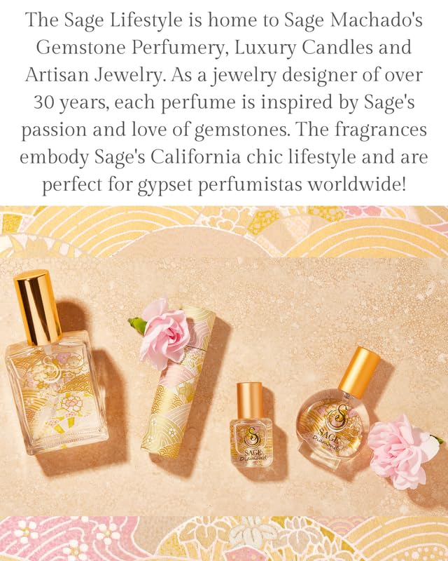 The Sage Lifestyle Diamond Roll On, Oil, Extract, Lily, Sandalwood, White Amber Oil, White Musk, Perfume for Women, Long Lasting, Clean, Parfum, Artisan, 1/4 oz, Travel Size, Mini Perfume for Women