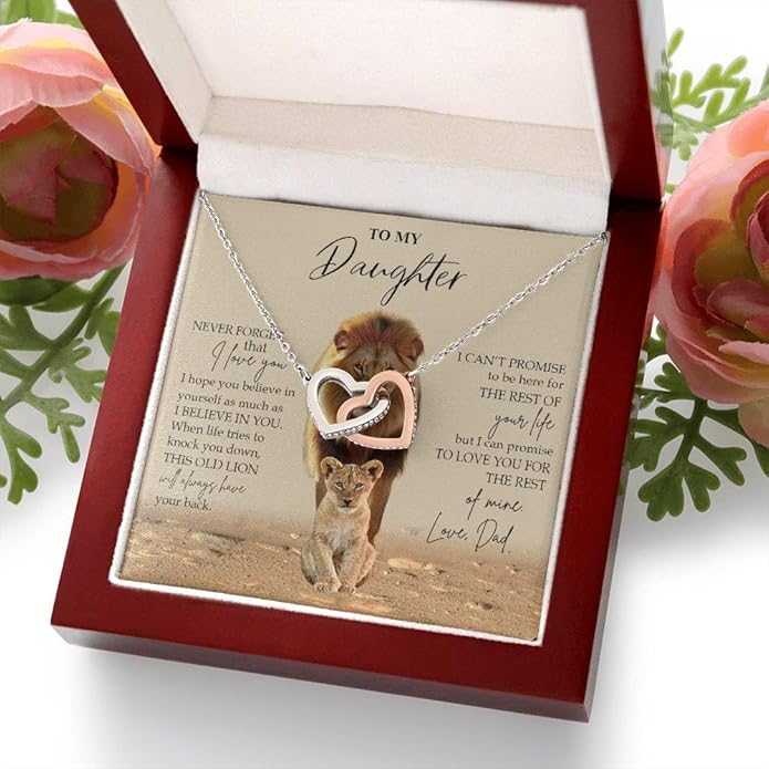 VIRAGIL To My Daughter Gift Necklace From Dad or Mom - Badass Daughter Jewelry With Heartfelt Message & Elegant Box