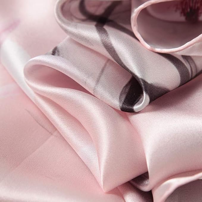 100% Mulberry Silk Scarfs for Women Floral Print Satin Long Scarf for Headscarf Hair Wraps Shawl with Gift Packed