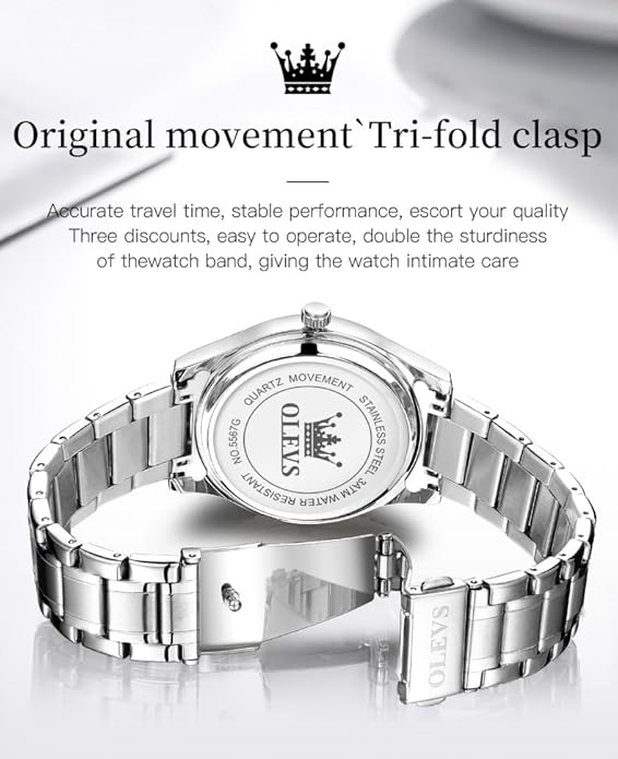 OLEVS Mens Watch Stainless Steel Analog Quartz Watches for Men Day Date Easy Read Diamond Waterproof Dress Luxury Classic Casual Big Face Blue/Black/Gold/Silver Roman Arabic Numerals Men's Wrist Watch