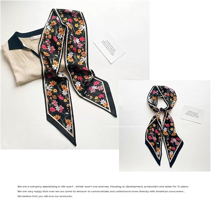 Livrerpi Silk Feeling Head Scarf Fashion Satin Hair Scarf Square Long Scarves for Women Gifts