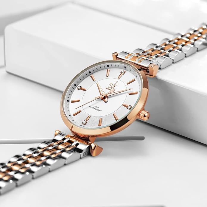 SHENGKE SK Classic Women Watches Fashion Ladies Dress Watch Solid Stainless Steel Band