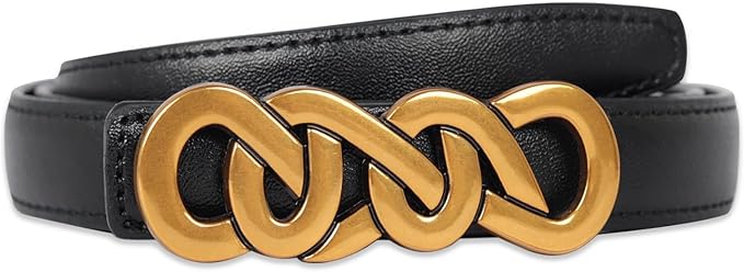 Women's Fashion Classic Metal Buckle Leather Belt with Jeans Dress