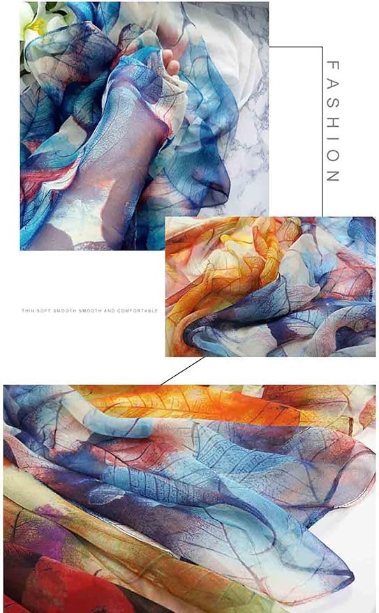 Pokeedioty Scarfs for Women Lightweight Scarves Elegant Floral Pattern Sheer Scarfs Shawls Wraps
