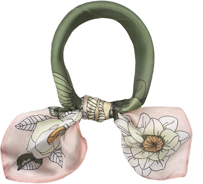 ANDANTINO 100% Mulberry Silk Scarf -21” Lightweight Square Neckerchief – Breathable Digital Printed Scarves with Gift Packed