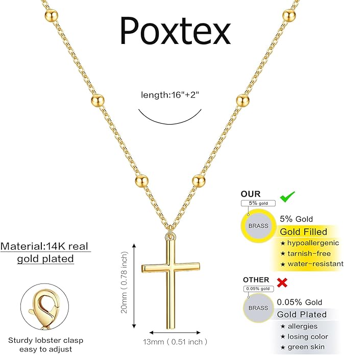 Infinity Cross Necklace for Women, Unique Trendy Fahion Cross Jewelry Gifts, Non Tarnish & Waterproof Dainty Simple Gold Cross Pendant, Christian Religious Easter Faith Accessories Jewelry Gifts