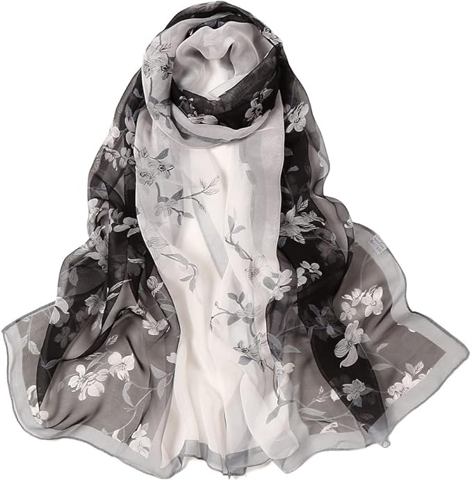 YOUR SMILE Ladies/Women's Lightweight Floral Print/Solid Color mixture Shawl Scarf For Spring Summer season