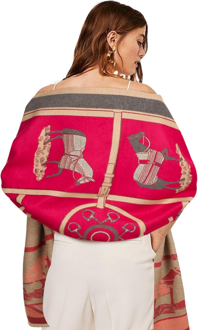 EXTREE Scarfs for Women Pashmina Silky Shawl Wrap for Evening Dressing Blanket Open Front Poncho Cape