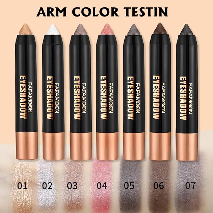 Monochrome Cream Glitter-Shimmer Eye Shadow Stick Palette makeup | 2-in-1 Eyeshadow & Eyeliner Pencil for Women | Waterproof, Vegan & Cruelty-Free | Sombras Para Ojos | 03 Shimmer Rose Gold