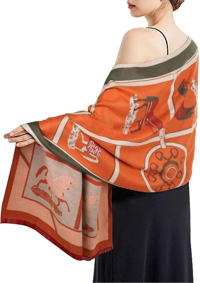 EXTREE Scarfs for Women Pashmina Silky Shawl Wrap for Evening Dressing Blanket Open Front Poncho Cape