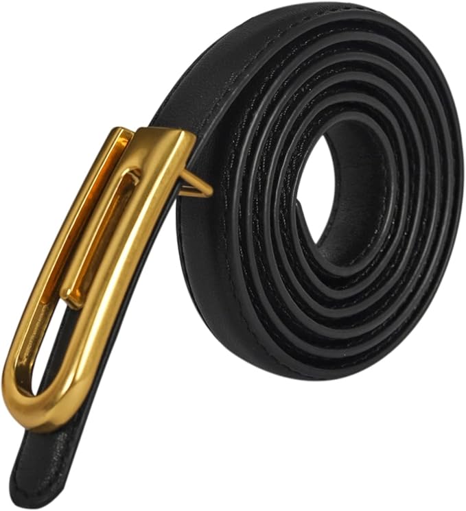 Women's Fashion Classic Metal Buckle Leather Belt with Jeans Dress