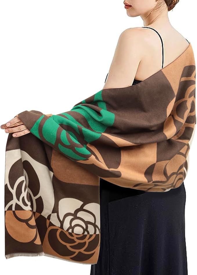 EXTREE Scarfs for Women Pashmina Silky Shawl Wrap for Evening Dressing Blanket Open Front Poncho Cape