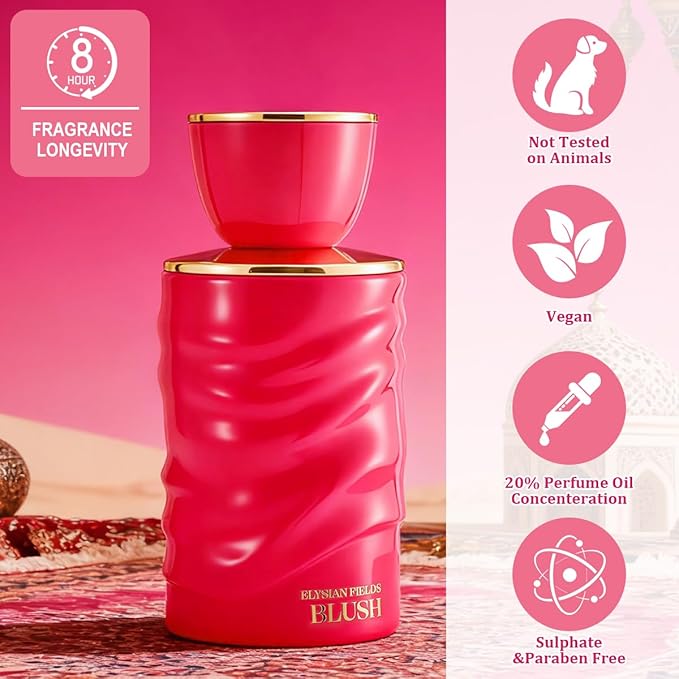 Elysian Fields - Blush Eau De Parfum, Long-Lasting Fragrance Vanilla, Fruity, Citrus, Floral Perfumes for Women 100ml | 3.4 fl. oz + 2ml Samples